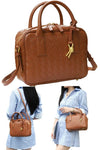 women designer small brown tote bag in hand woven leather with crossbody strap and zipper closure in square shape
