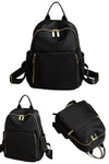 Women Travel Backpack Purse In Black Waterproof Nylon With Multi Zip Pockets