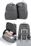 Fashion ladies laptop backpack purse in waterproof dark grey nylon with trolley sleeve