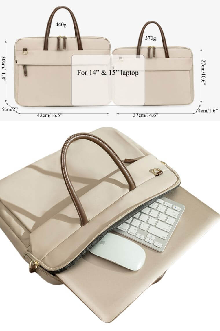 women stylish laptop tote bag with crossbody strap and trolley sleeve in waterproof oxford fabric for travel or work