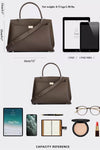 women designer briefcase in real leather with top handle and crossbody strap and 2 zip pockets for travel or work