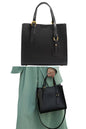 women mini black leather cross body tote bag | Fashion small side purse with adjustable handles 