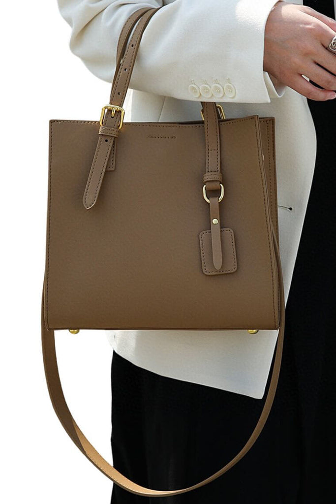 women mini brown leather cross body tote bag | Fashion small side purse with adjustable handles