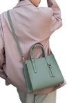 women mini green leather cross body tote bag | Fashion small side purse with adjustable handles
