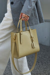 women mini yellow leather cross body tote bag | Fashion small side purse with adjustable handles
