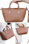 Designer Small Woven Leather Crossbody Tote Bag