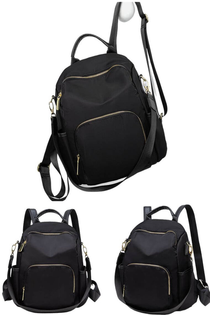 Fashion Women Black Small Backpack Travel Nylon Handbag Shoulder Bag