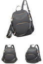 women travel backpack purse in waterproof dark grey nylon with detachable shoulder strap and anti theft back zip pocket to hold A4 book