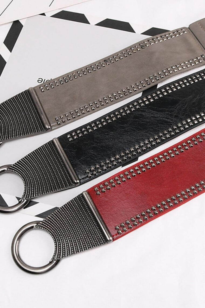 black|grey|red 3.4“ wide vegan belt