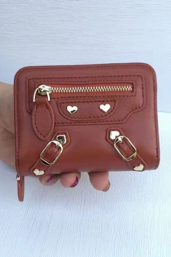 brown cardholder wallet for women | leather credit card holder with zipper | Women bifold wallet in leather | Cardholder with money clip | women designer cardholder