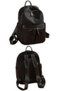 Black women backpack in waterproof oxford fabric | travel backpack with 8 pockets | fashion daypack with multi-pockets | convertible backpack pusre with leather trim