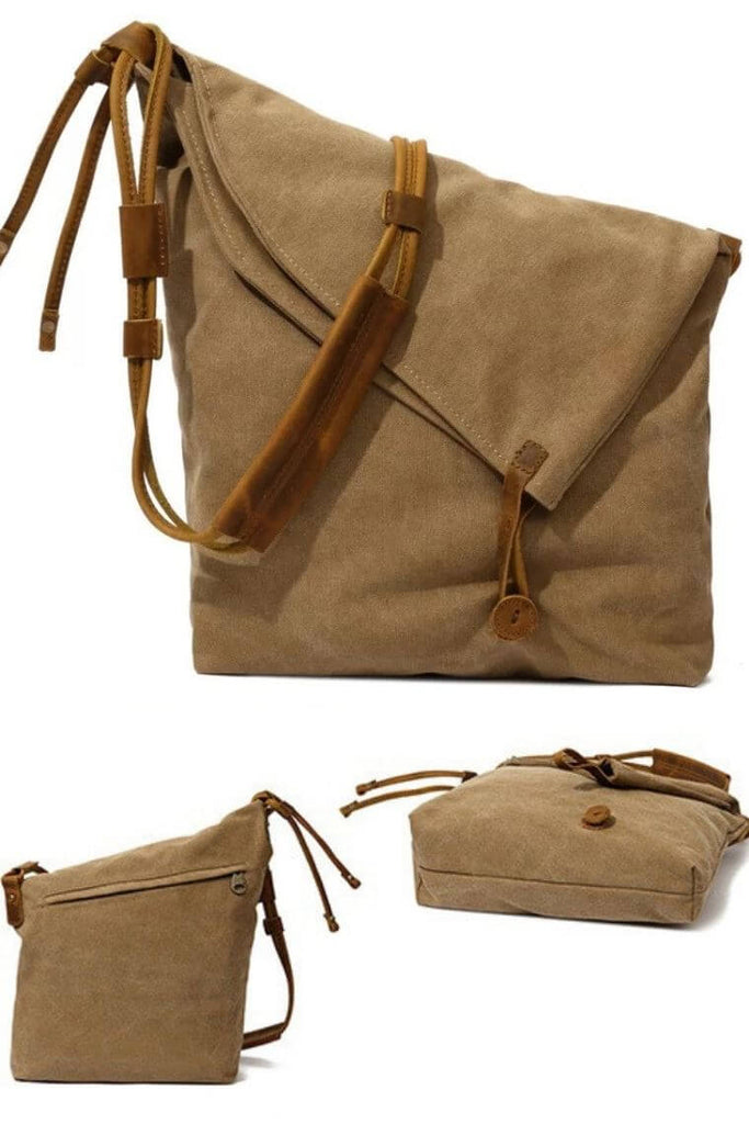 brown canvas bag with crossbody strap | canvas crossbody bag | canvas crossbody purse | canvas leather bag | canvas sling bag | canvas & leather bag | canvas crossbody messenger bag | women canvas crossbody bag | canvas bag with leather handle | canvas crossbody