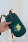 Dark green leather cellphone purse | crossbody phone bag for women | smart phone crossbody bag with card holder | cellphone crossbody case