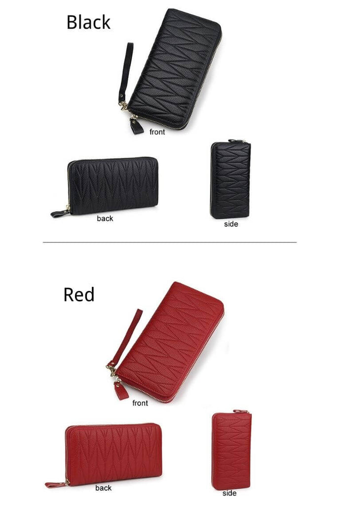 Black & Red emboss quilted card case wallet