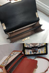 Embroidery leather crossbody box bag | Flap over leather square bag | Embroidery leather shoulder bag