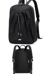 Black fashion backpack with drawstring | waterproof backpack with concealed zip pocket | Laptop backpack for women | laptop book bag with anti-theft zip pocket | best laptop backpack 2022 | water resistant backpack in Oxford fabric