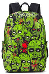 Green zombie canvas backpack | Gothic travel backpack | Glow in the dark daypack