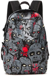 Grey zombie canvas backpack | Gothic travel backpack | Glow in the dark daypack