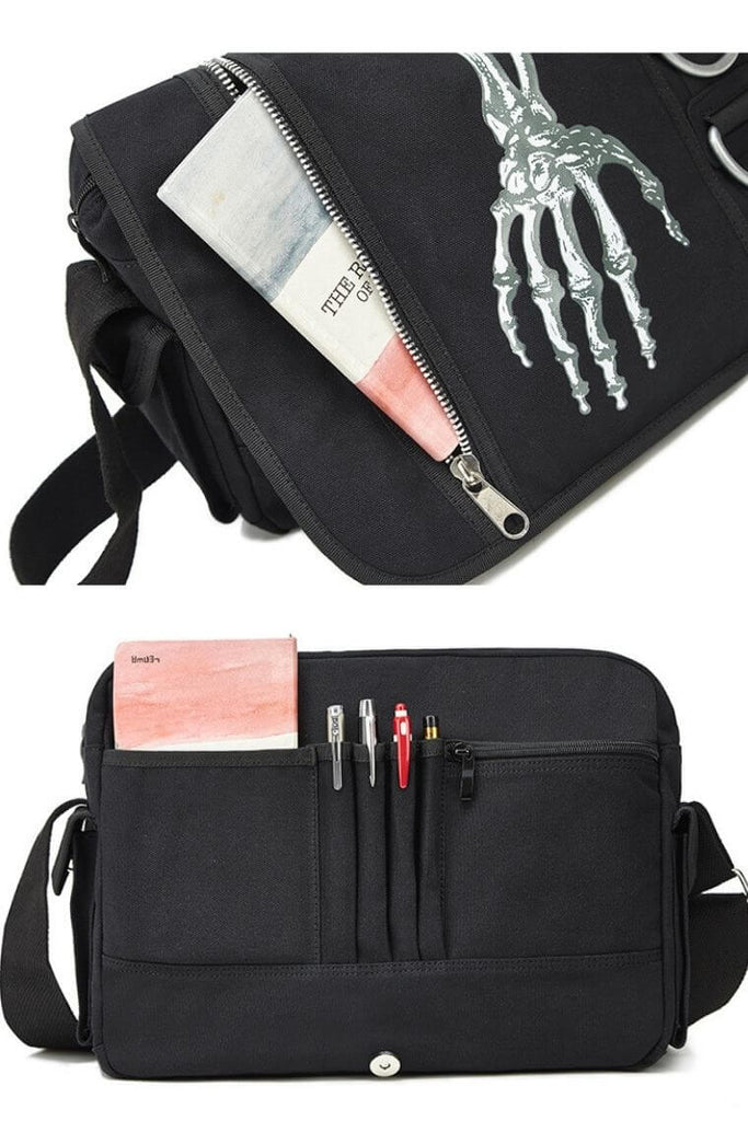 Unisex Waterproof Roomy Canvas Messenger Bag W-Gothic Skeleton Hand –  Pikobag