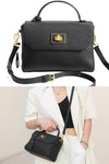 Black women leather messenger bag with turn lock | leather crossbody bag with flap | leather shoulder bag with top handle | leather carry bag with crossbody strap | leather side purse with turn lock | fashion soho bag with turn lock 