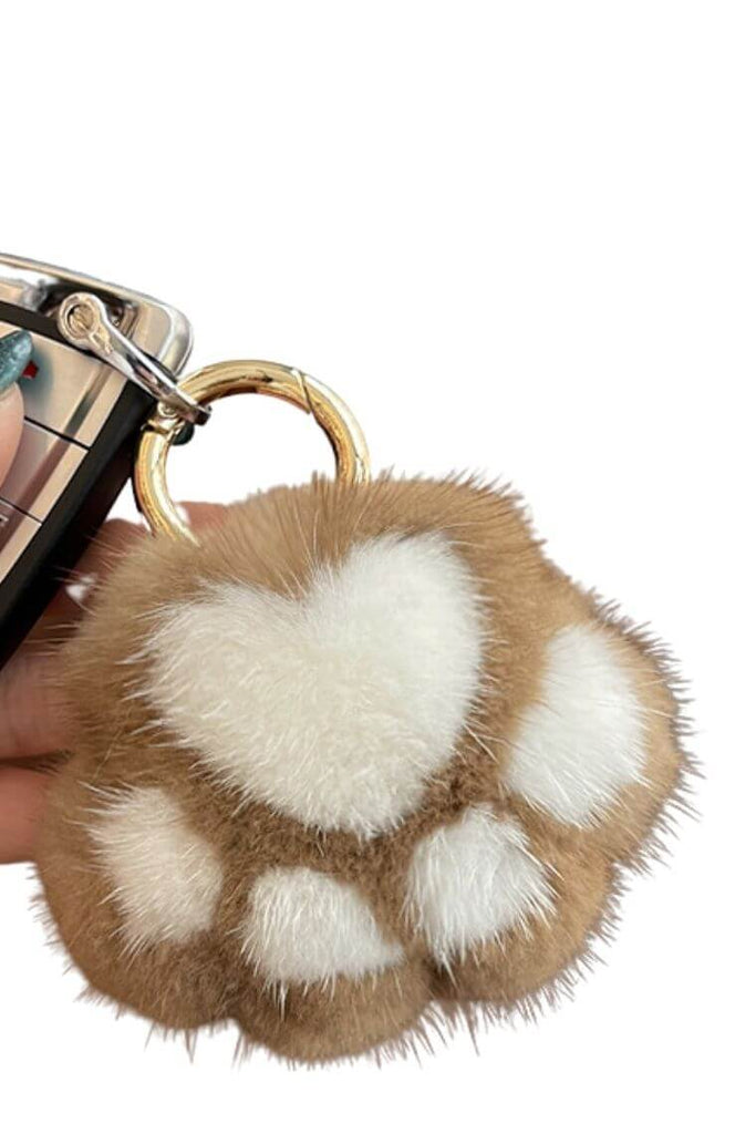 Genuine Mink Fur Keychain Cute Animal Pompom Purse Accessory