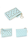 Light blue quilted leather minimalist slim wallet
