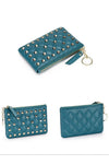 Blue quilted leather lipstick case wallet
