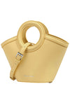 ladies small bag in yellow with crossbody strap & top handles with small pouch