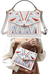 White embroidery leather square bag