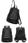 Women black backpack for 14" laptop in waterproof nylon with shoulder strap | travel backpack with anti theft back zip pocket | fashion backpack purse with multi pockets 