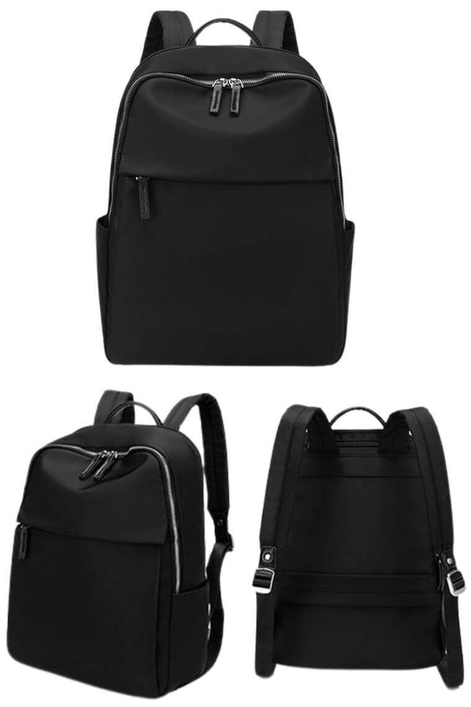 women backpack in black for 14" & 16" laptop | waterproof travel backpack with trolley sleeve | work backpack iwth multi pockets } backpack purse with concealed pockets | | laptop backpack with commuter trolley sleeve