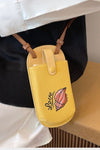 Yellow crossbody phone purse in leather | phone pouch crossbody for women | women phone case handbag